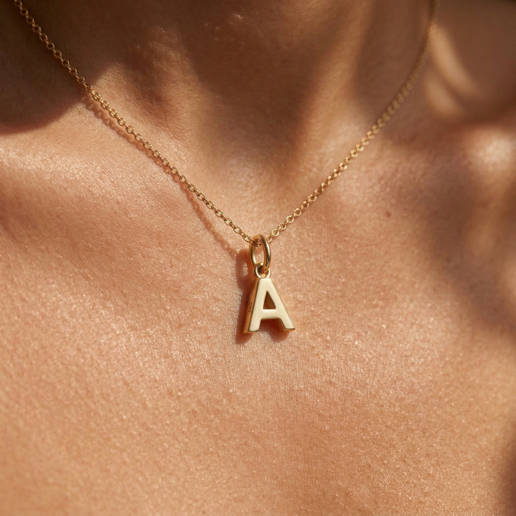 Gold Initial Charm Pendant