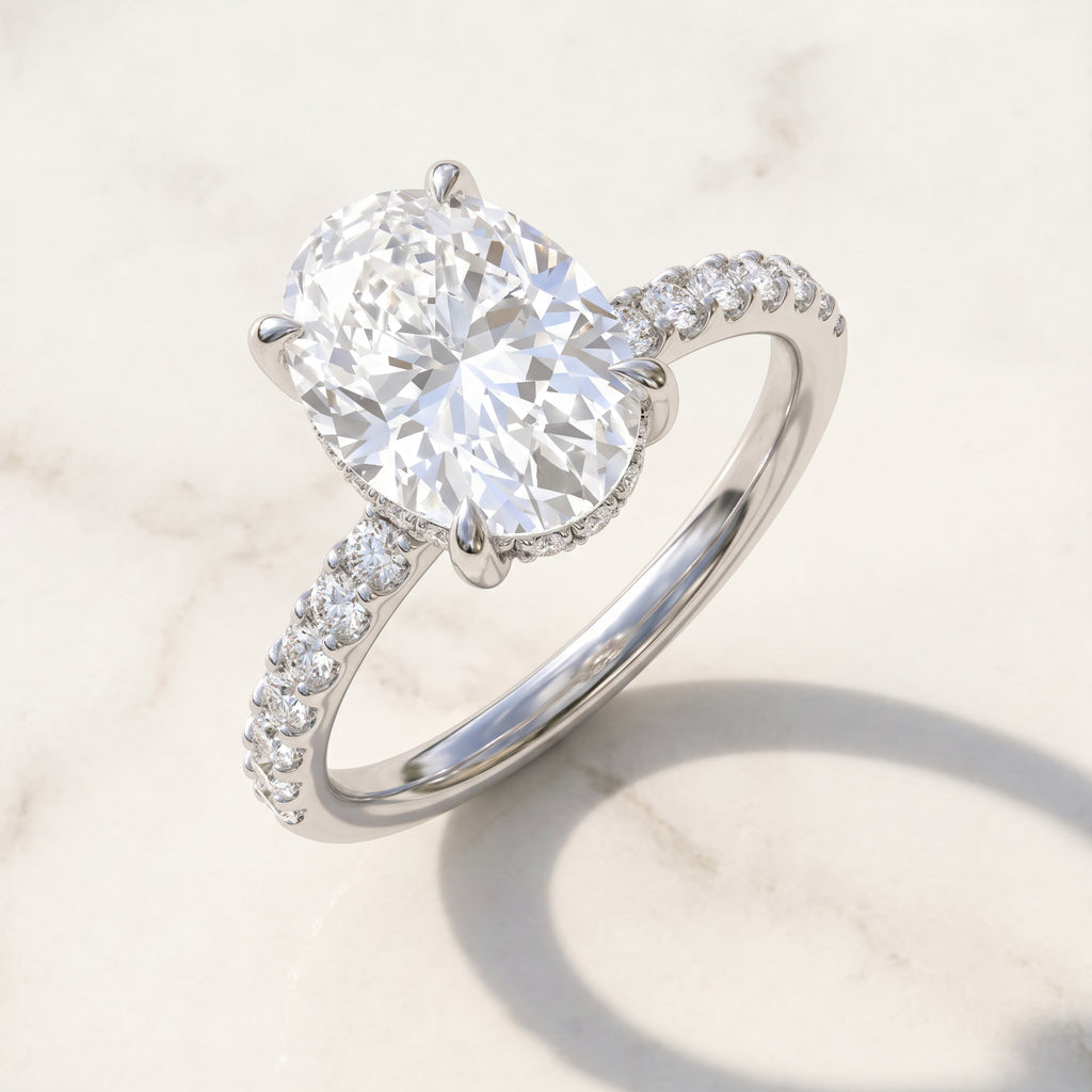 Oval Hidden Halo Ring