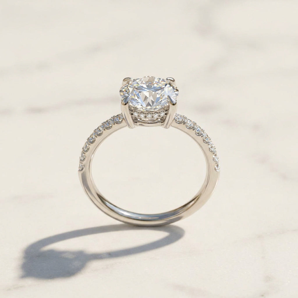 Round Hidden Halo Ring