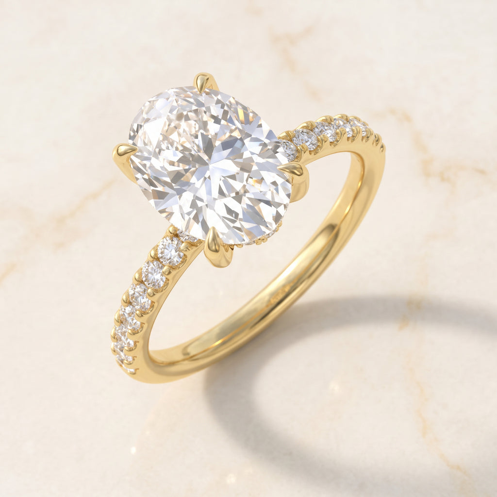 Oval Hidden Halo Ring