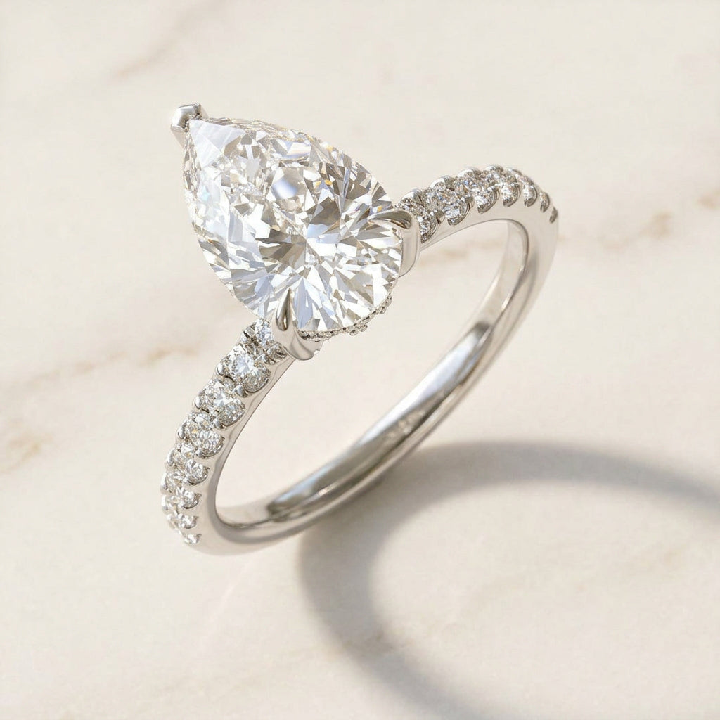 Pear Hidden Halo Ring