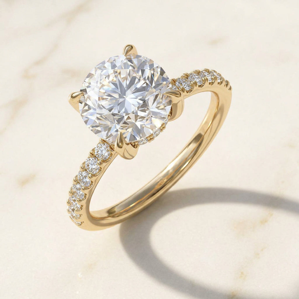 Round Hidden Halo Ring