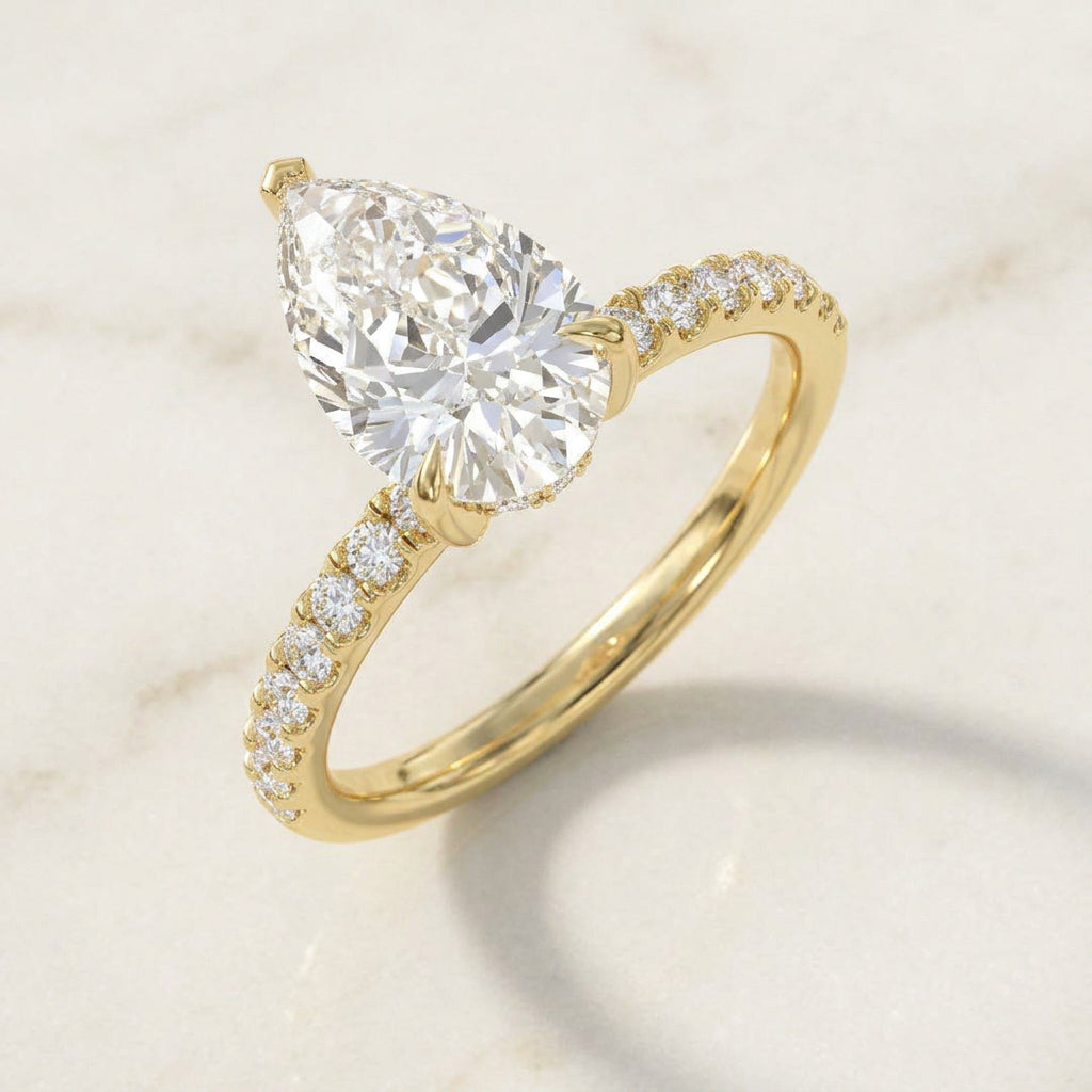 Pear Hidden Halo Ring