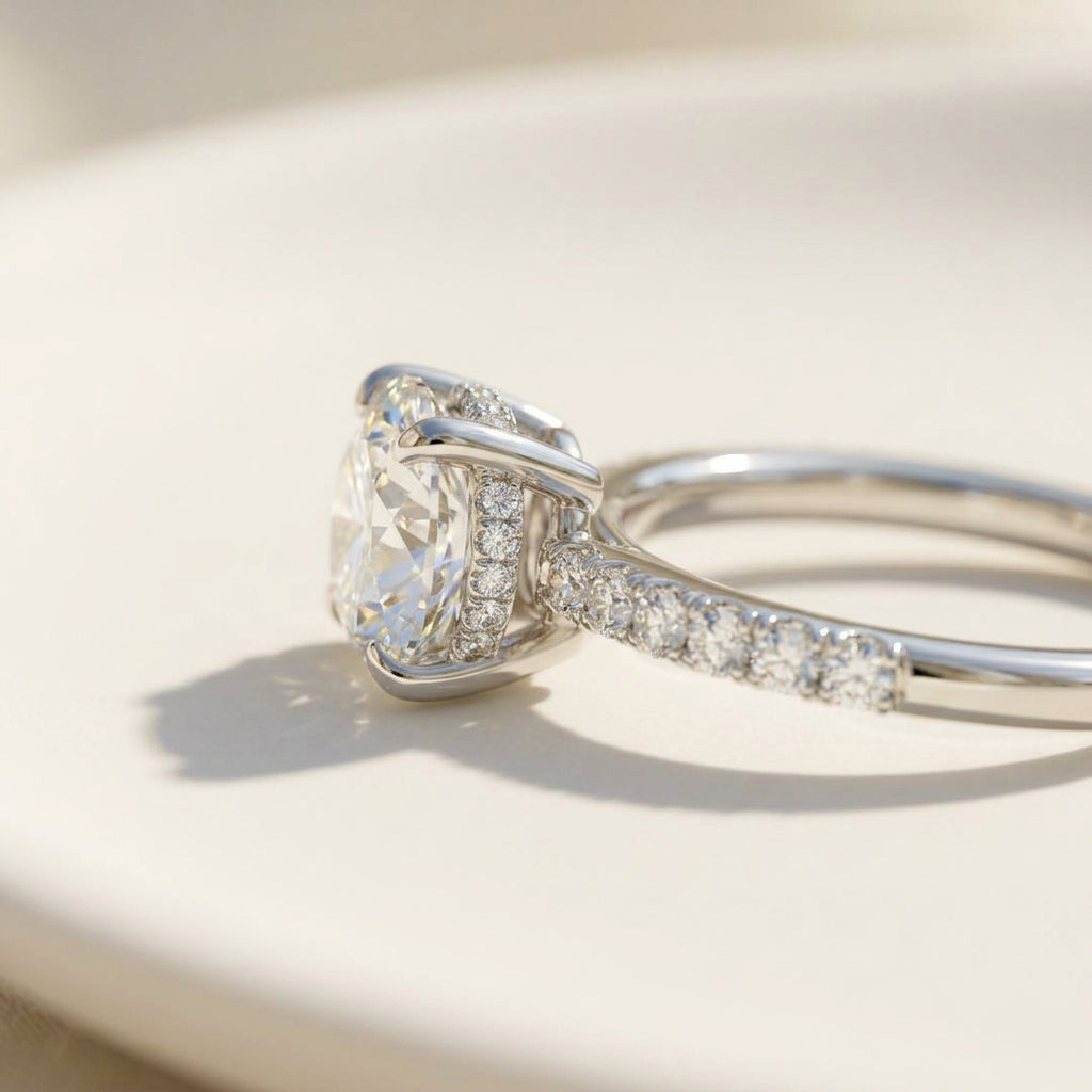 Round Hidden Halo Ring