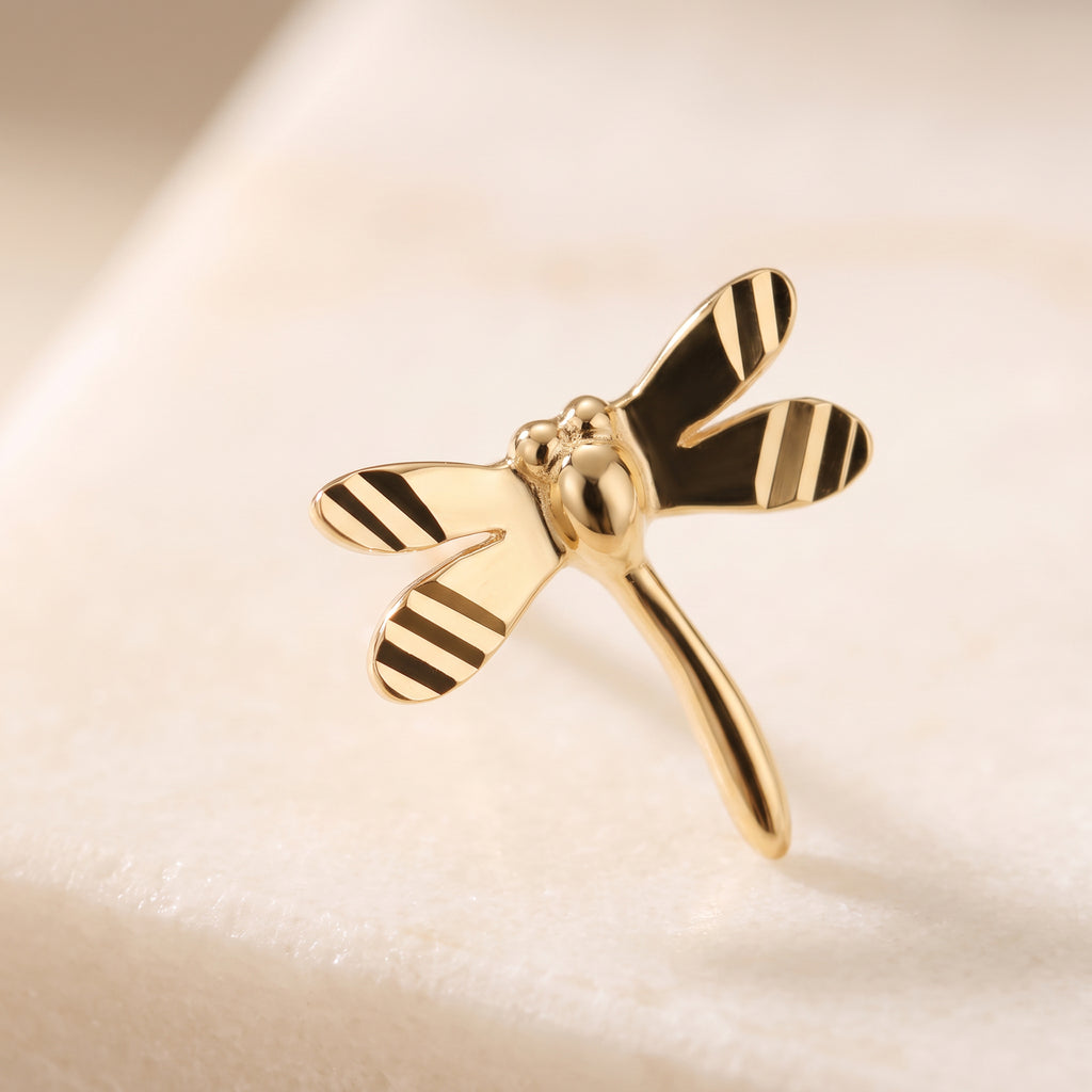 Gold Dragonfly Stud Earrings