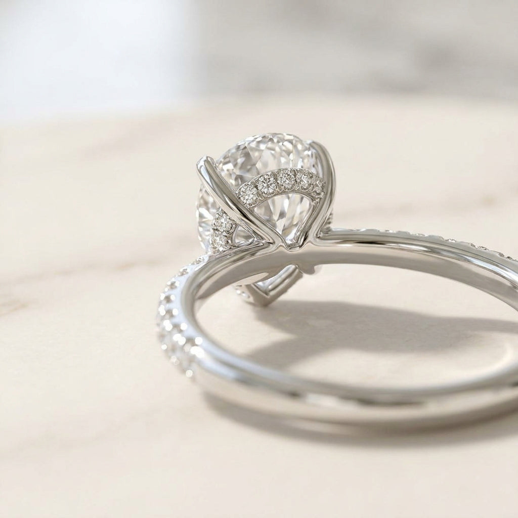 Pear Hidden Halo Ring