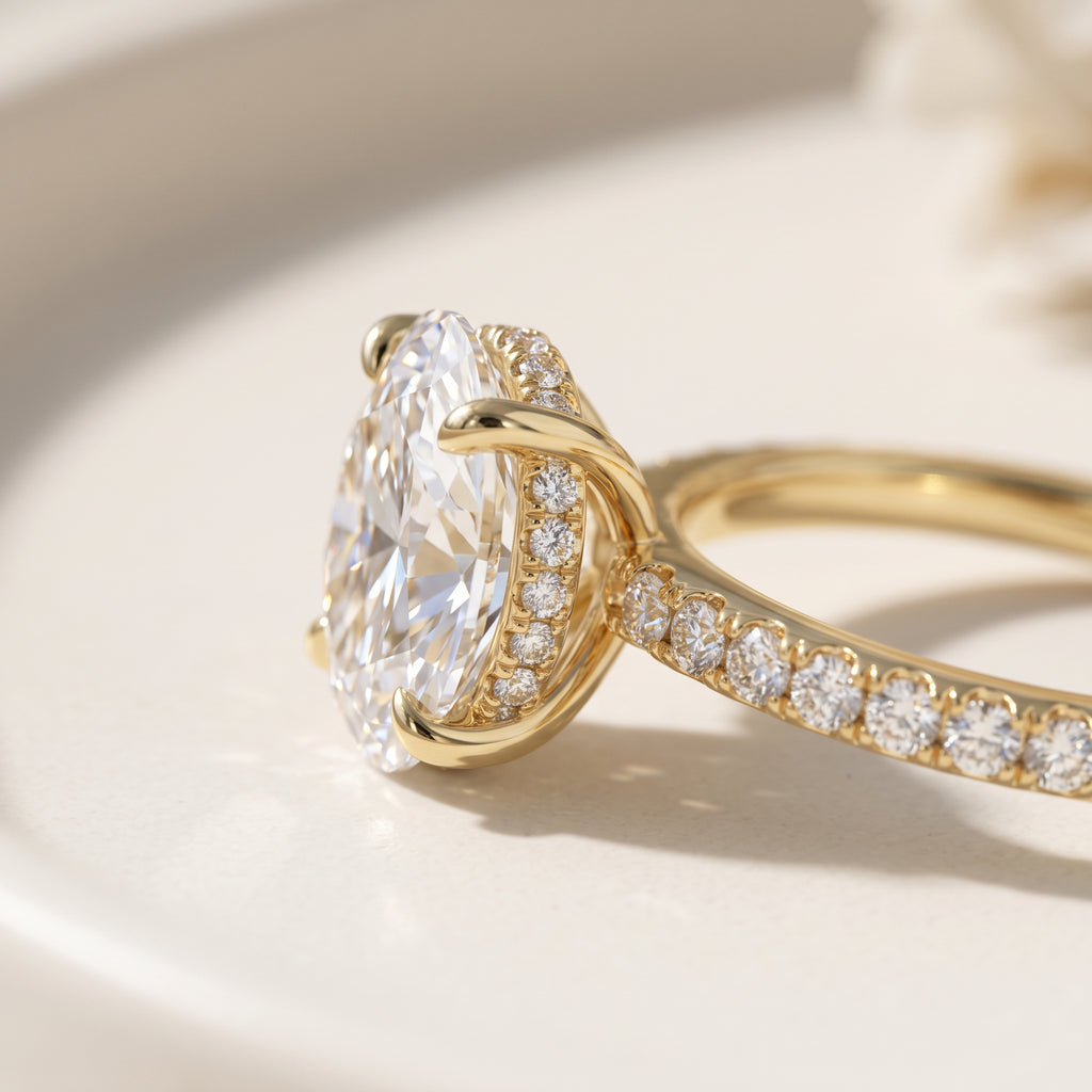 Oval Hidden Halo Ring