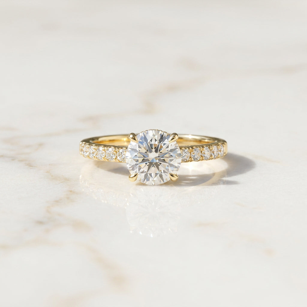 Round Hidden Halo Ring