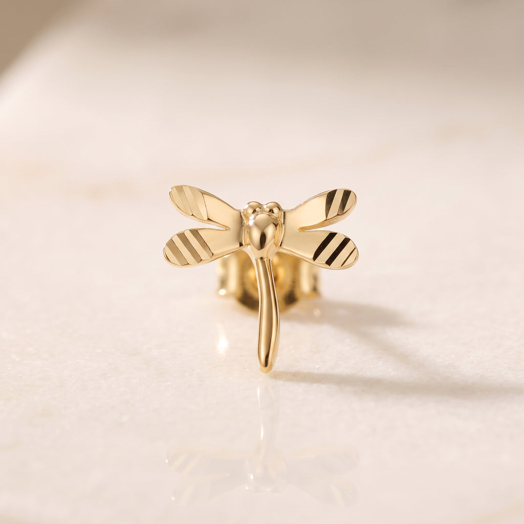 Gold Dragonfly Stud Earrings