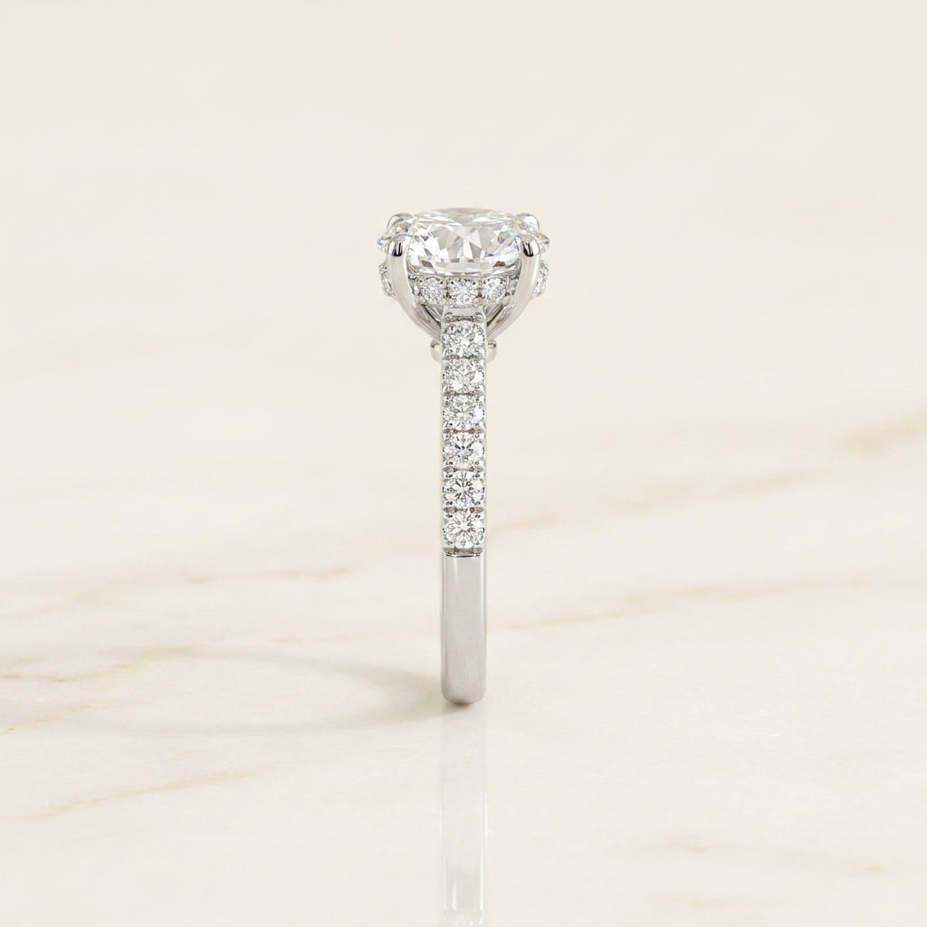 Round Hidden Halo Ring