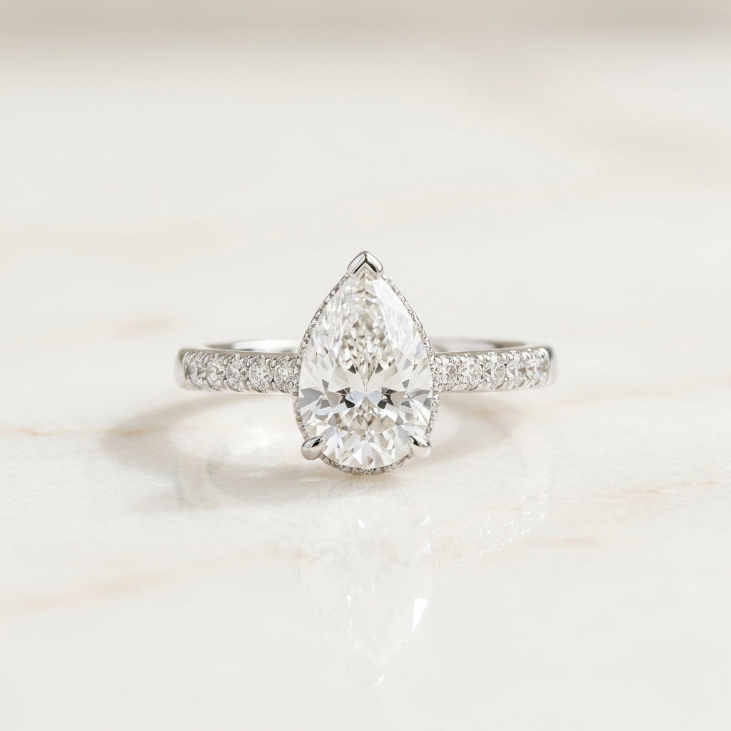 Pear Hidden Halo Ring