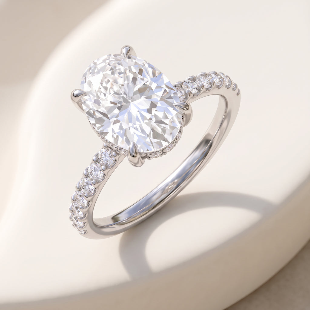 Oval Hidden Halo Ring