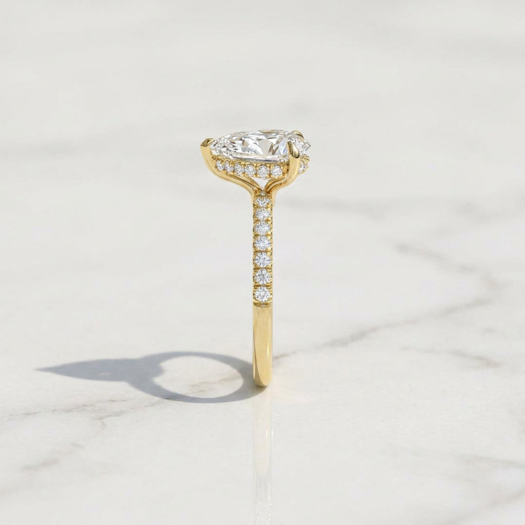 Pear Hidden Halo Ring