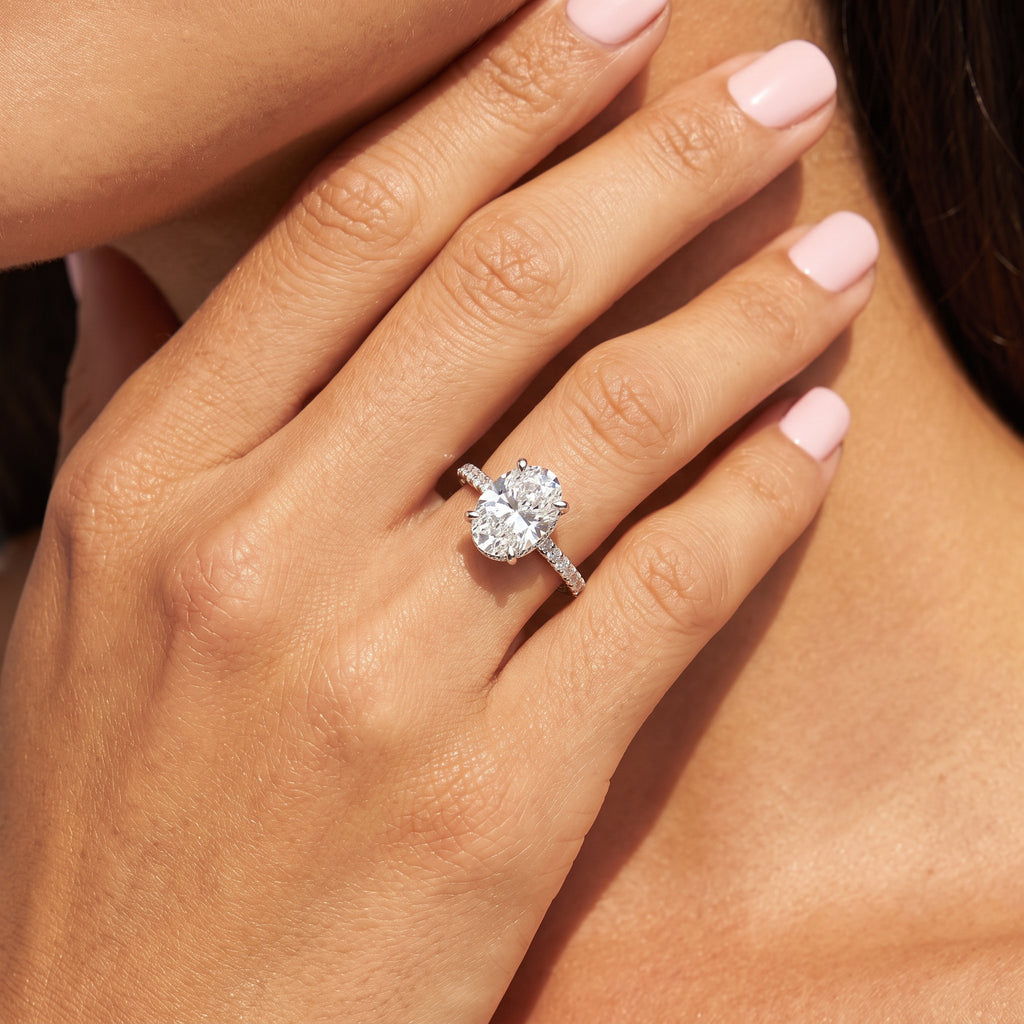 Oval Hidden Halo Ring