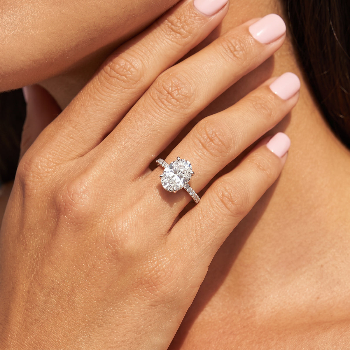 Oval Hidden Halo Ring