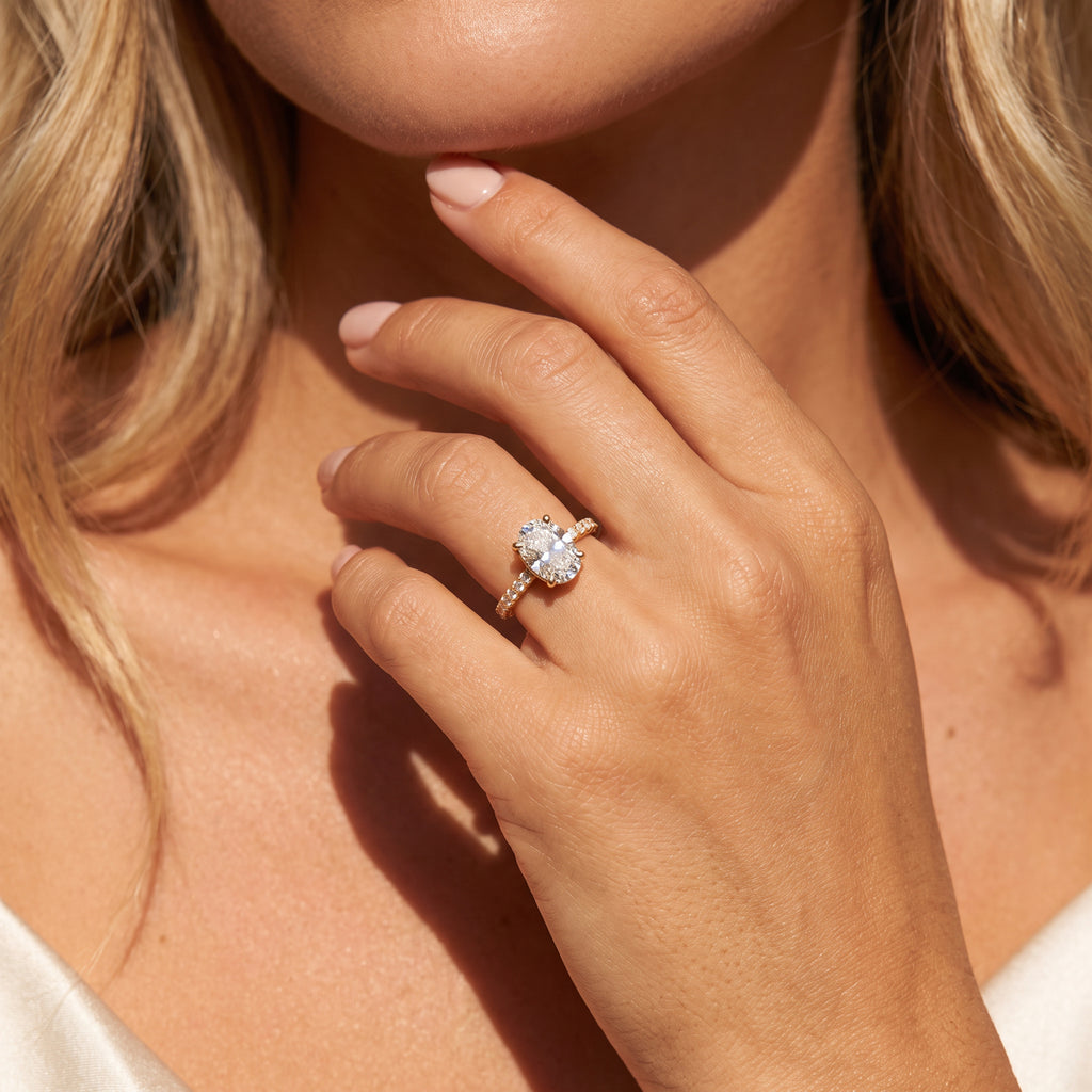 Oval Hidden Halo Ring