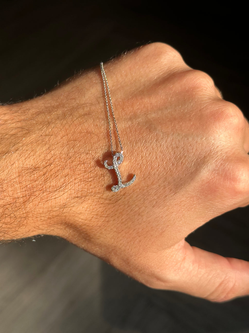White Gold Diamond Initial Pendant