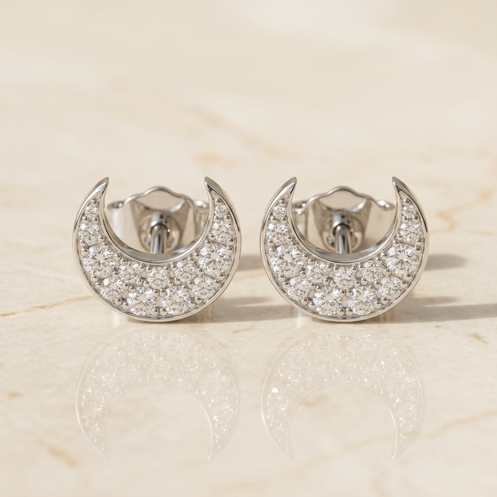 Half Moon Stud Earrings