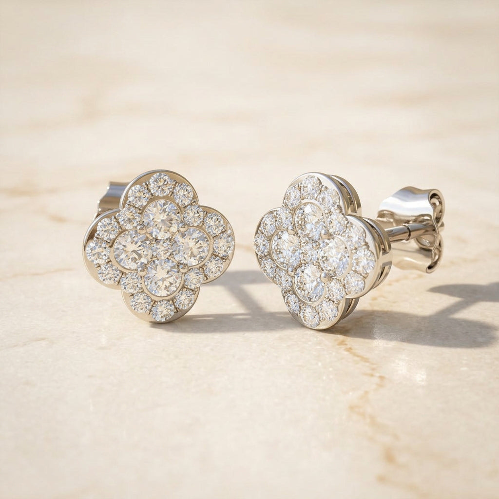 Large Blossom Style Stud Earrings