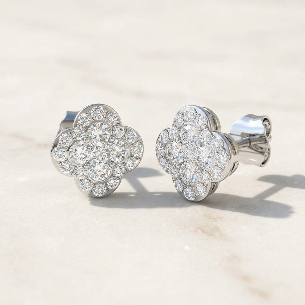 Large Blossom Style Stud Earrings