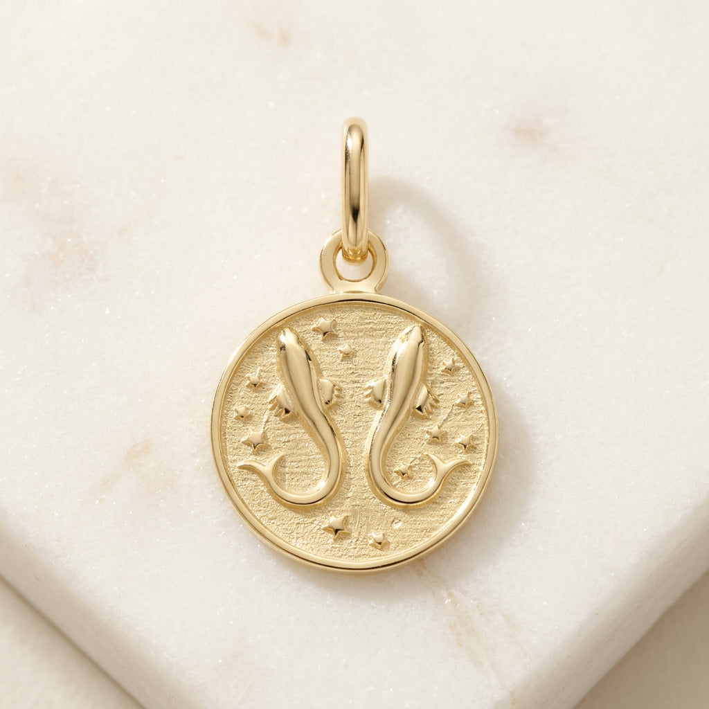 Zodiac Star Sign Gold Coin Pendant Necklace | 9ct Yellow Gold