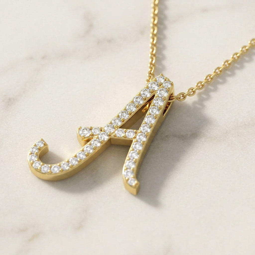 Yellow Gold Diamond Initial Pendant