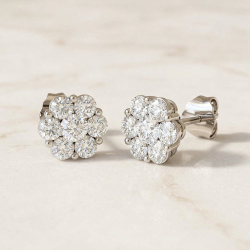 Lab Diamond Daisy Stud Earrings