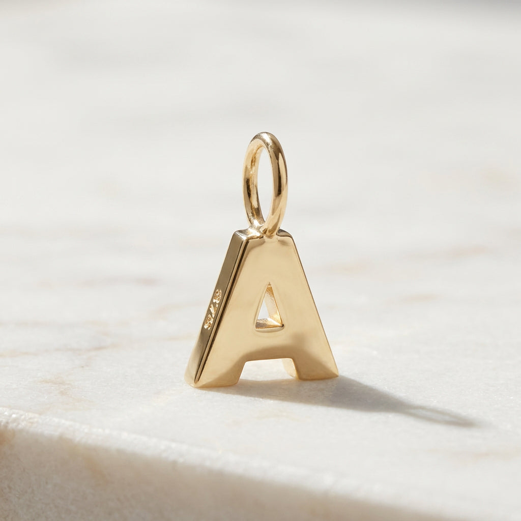 Gold Initial Charm Pendant
