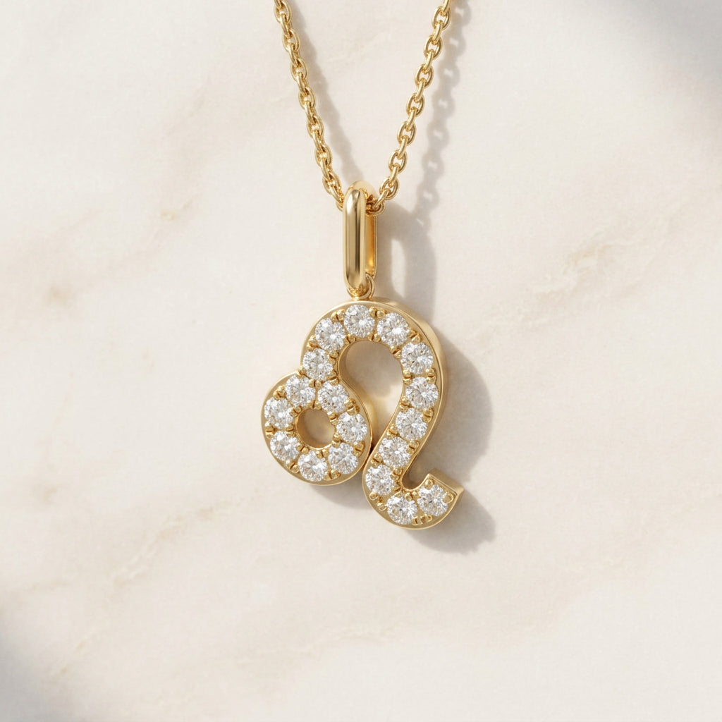Zodiac Star Sign Lab Diamond Pendant Necklace | 9ct Yellow Gold