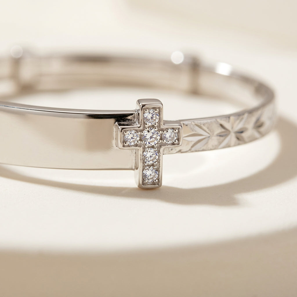Baby ID Bangle with Cross Charm