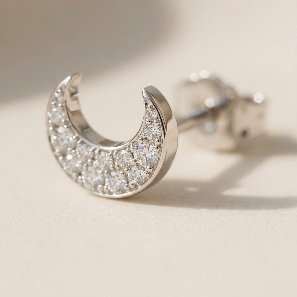 Half Moon Stud Earrings
