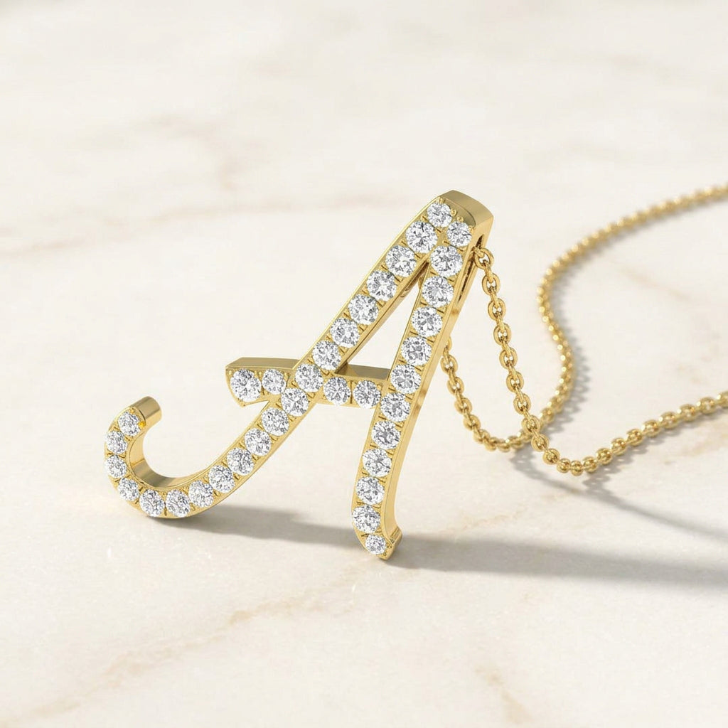 Yellow Gold Diamond Initial Pendant