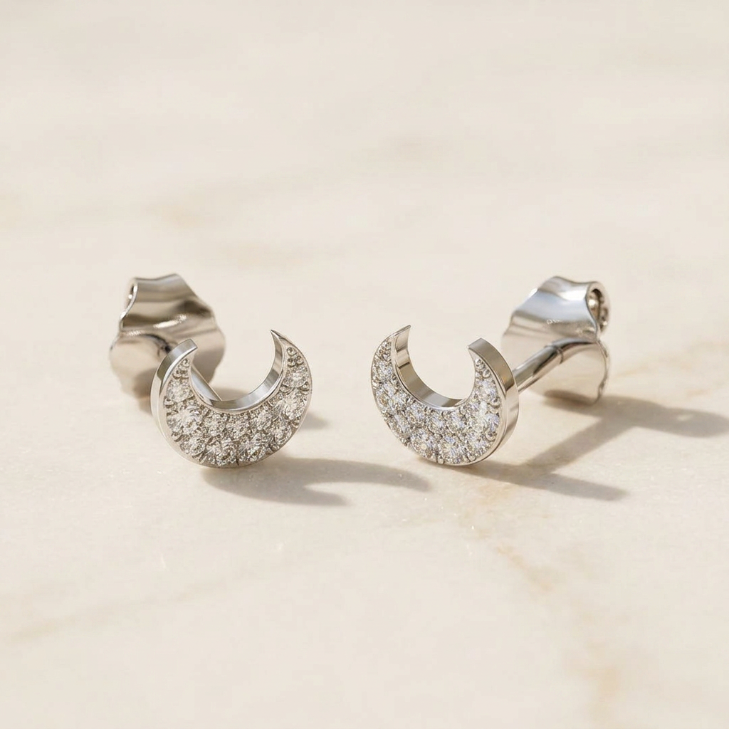 Half Moon Stud Earrings