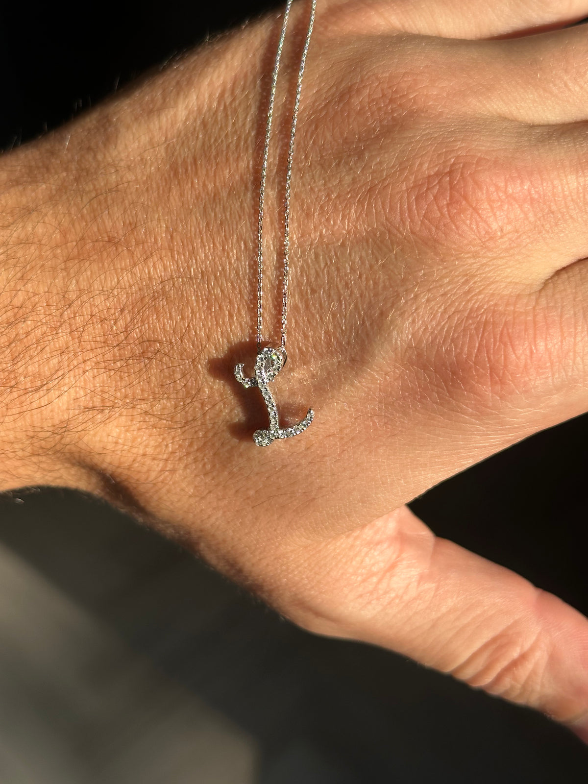 White Gold Diamond Initial Pendant