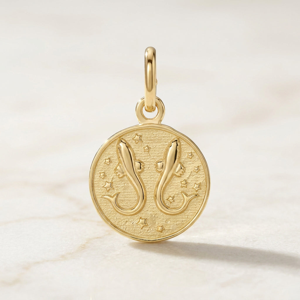 Zodiac Star Sign Gold Coin Pendant Necklace | 9ct Yellow Gold