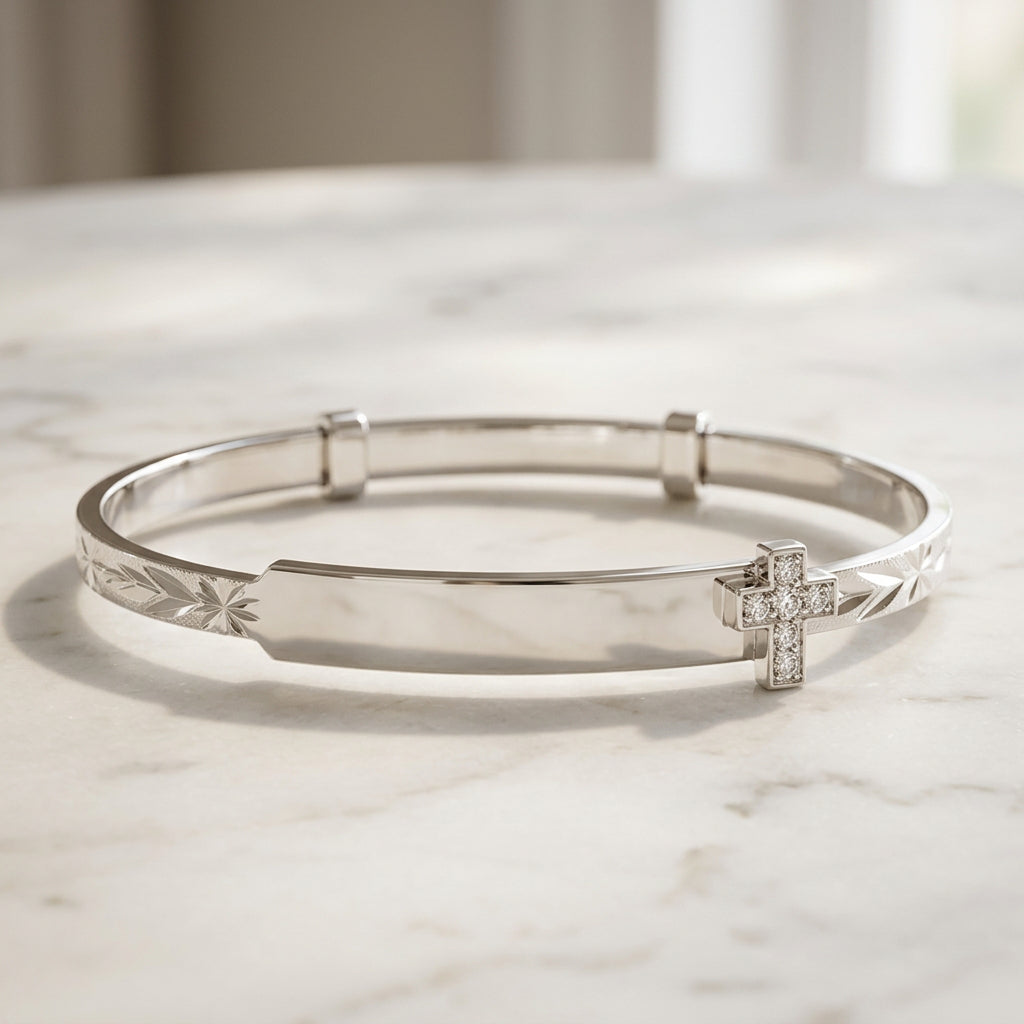Baby ID Bangle with Cross Charm