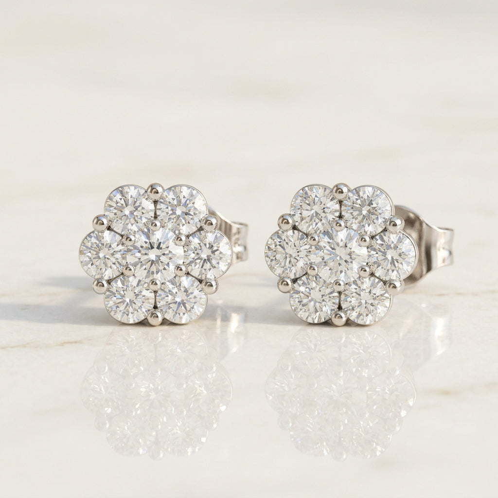Lab Diamond Daisy Stud Earrings