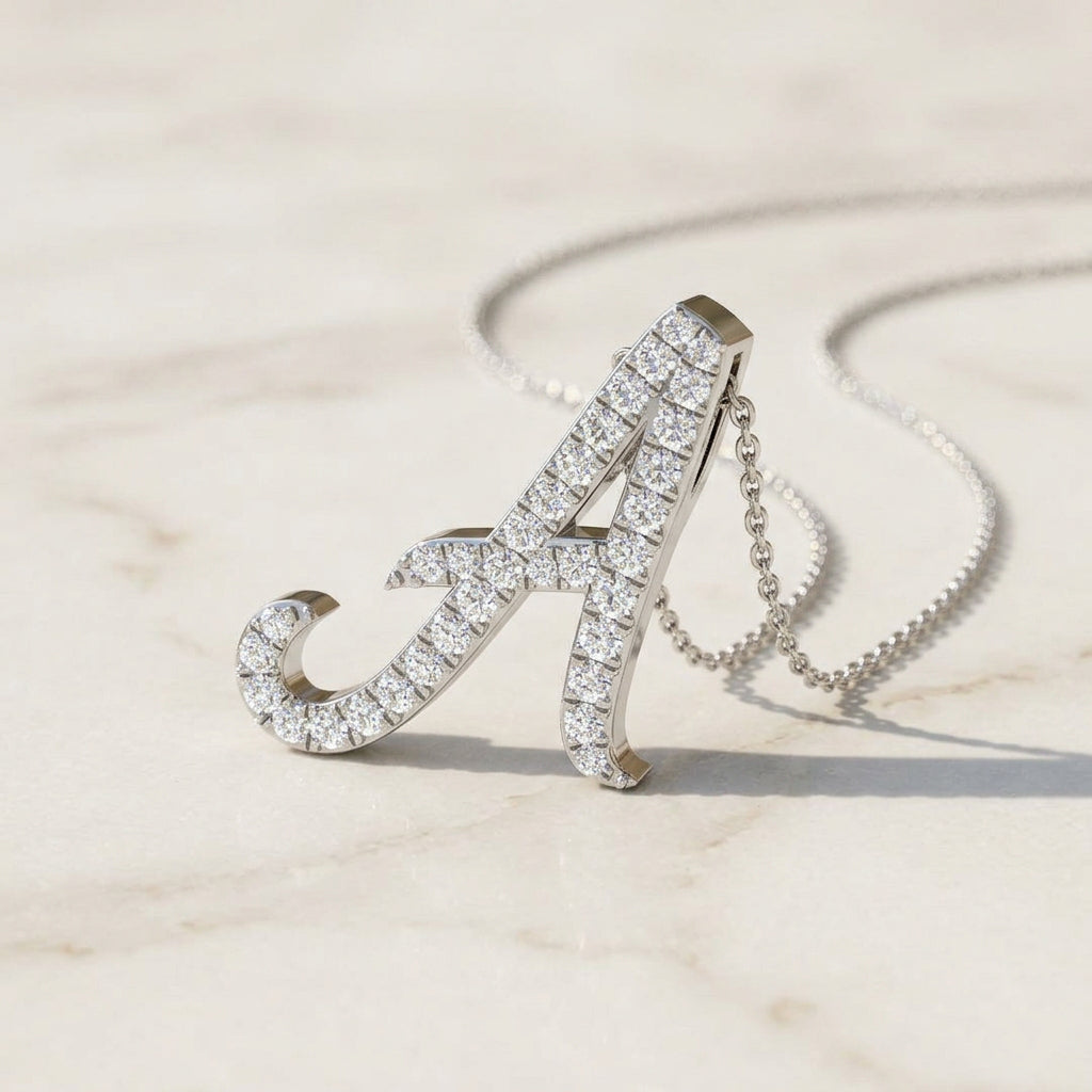 White Gold Diamond Initial Pendant