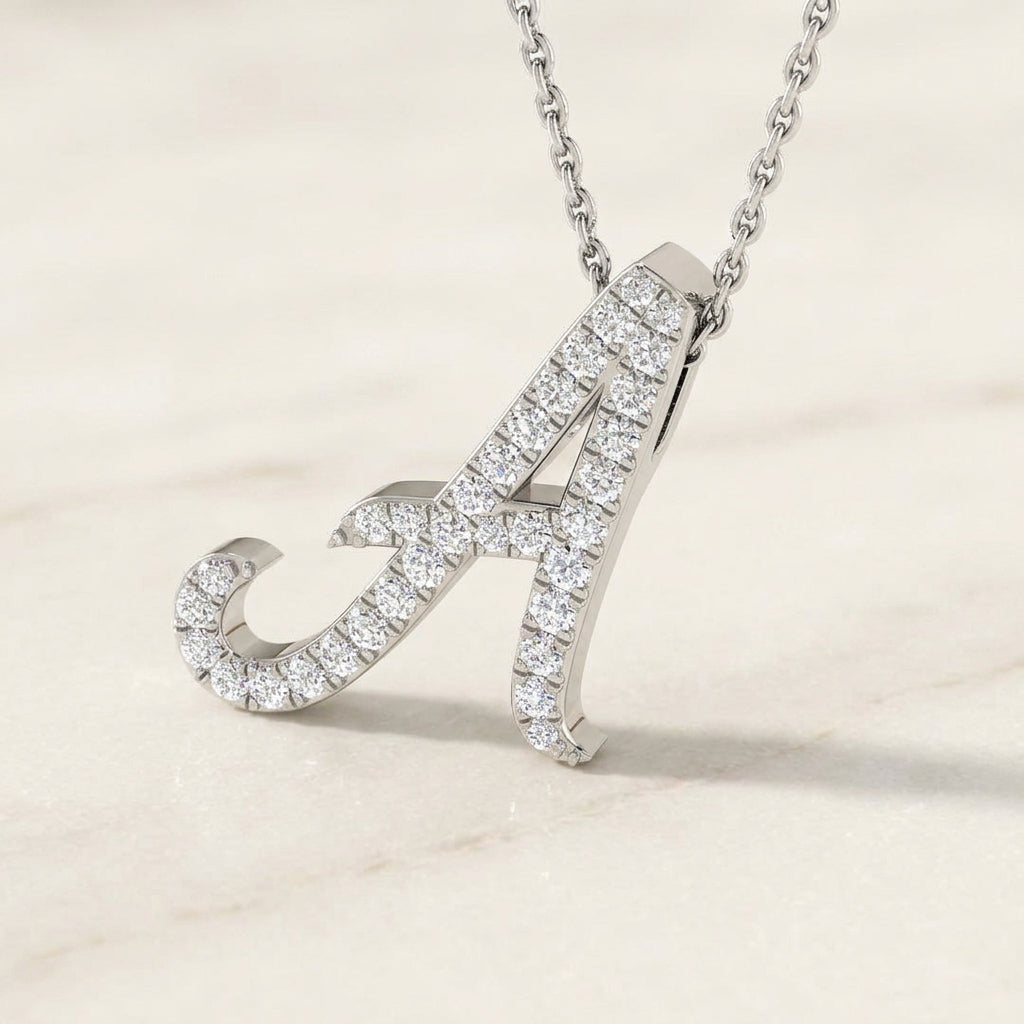 White Gold Diamond Initial Pendant