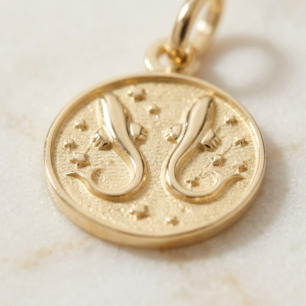Zodiac Star Sign Gold Coin Pendant Necklace | 9ct Yellow Gold