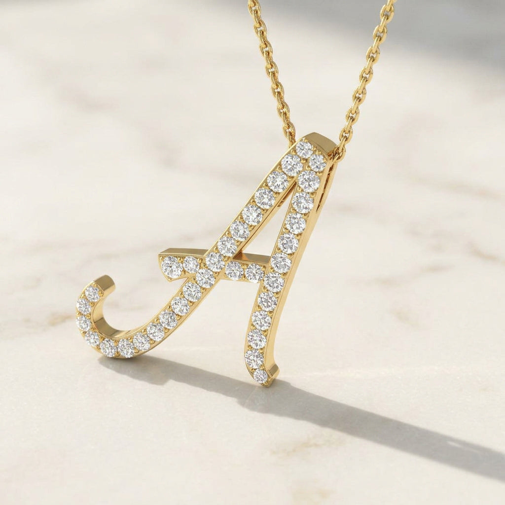 Yellow Gold Diamond Initial Pendant