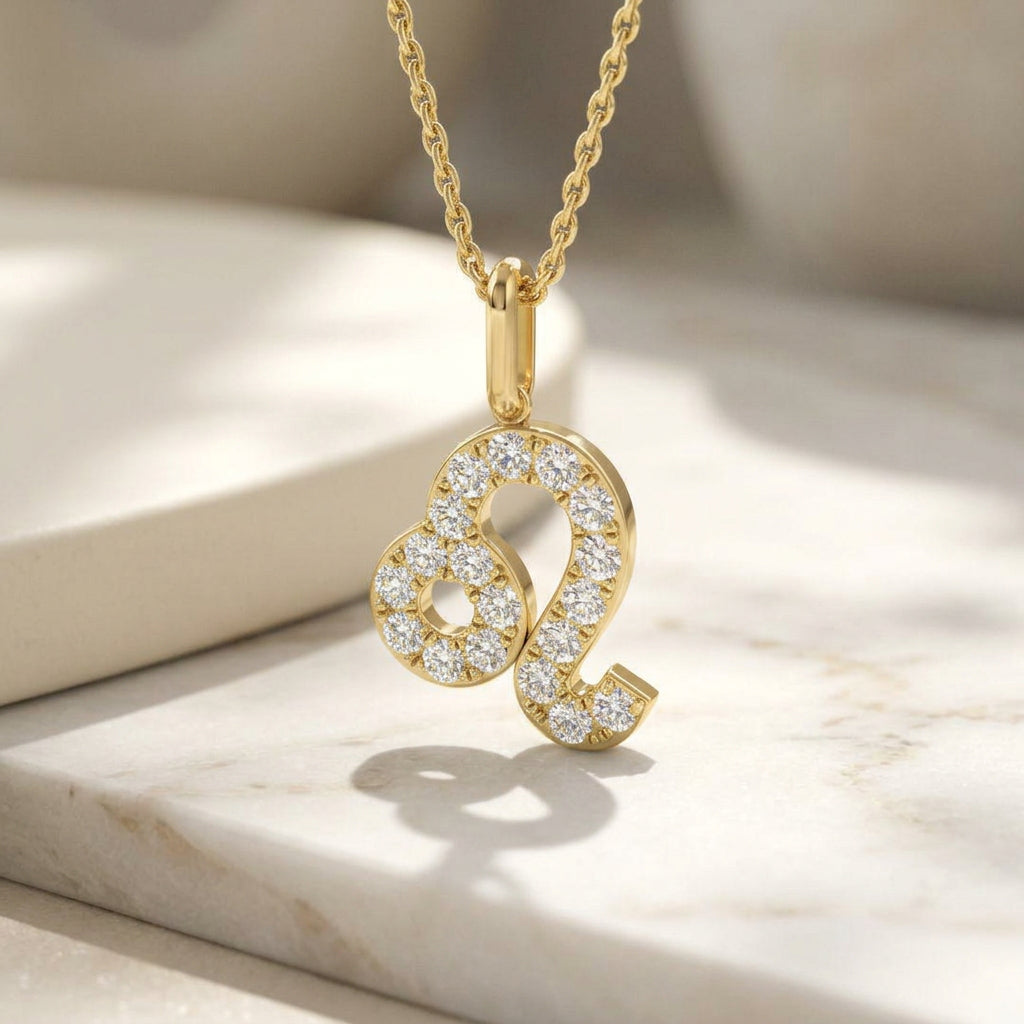 Zodiac Star Sign Lab Diamond Pendant Necklace | 9ct Yellow Gold