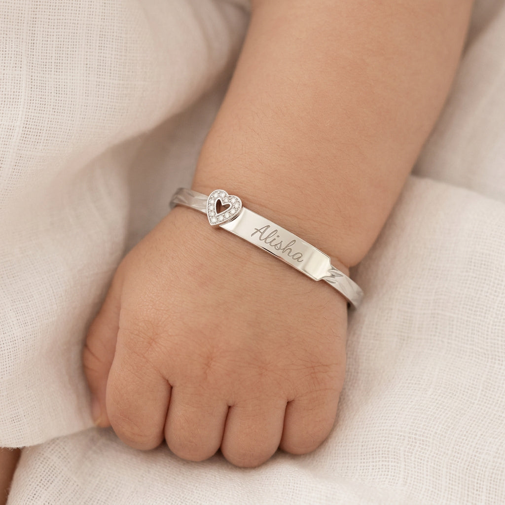 Baby ID Bangle with Heart Charm