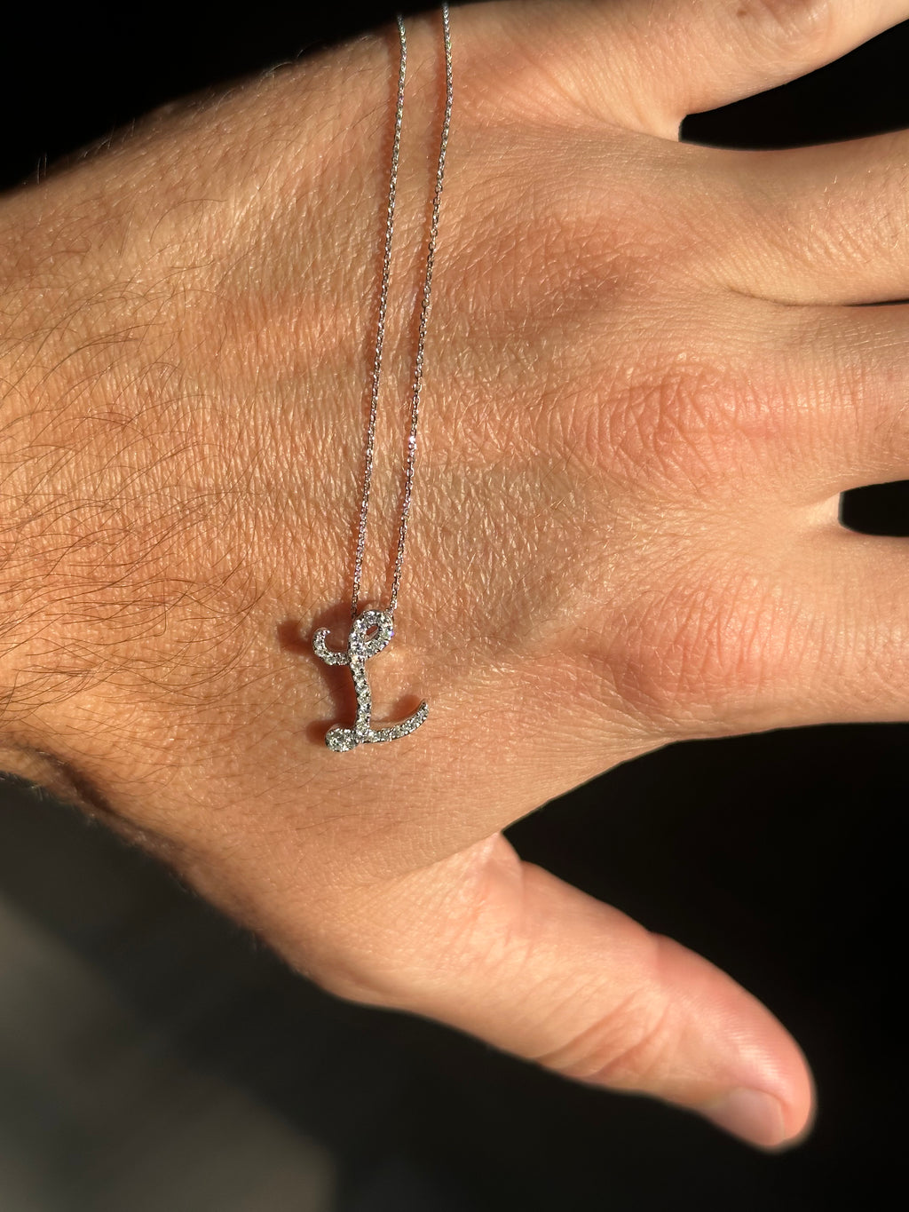White Gold Diamond Initial Pendant
