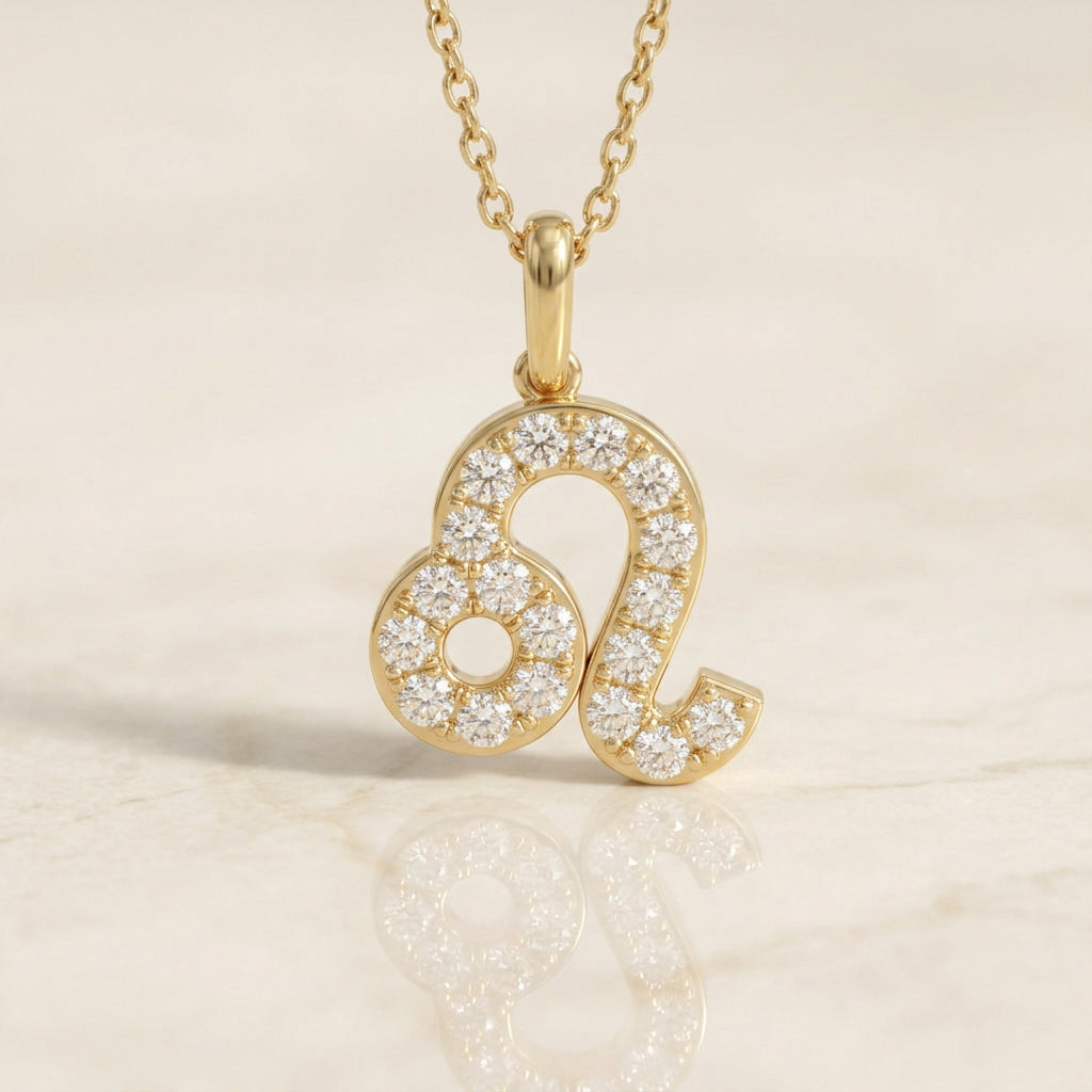 Zodiac Star Sign Lab Diamond Pendant Necklace | 9ct Yellow Gold