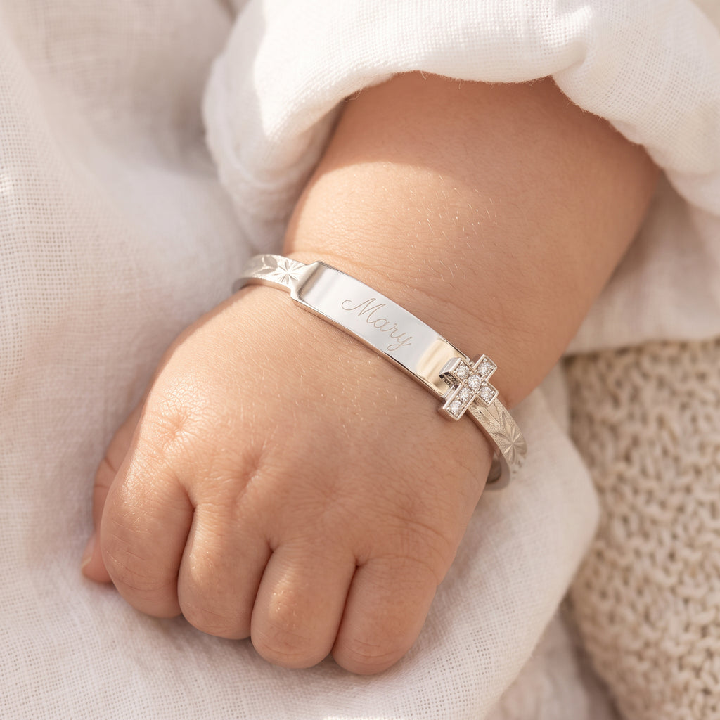 Baby ID Bangle with Cross Charm