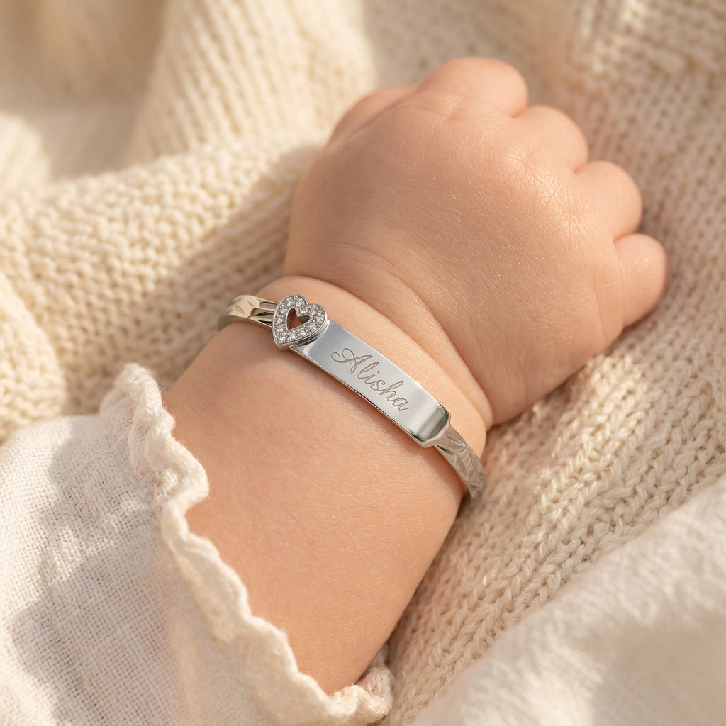 Baby ID Bangle with Heart Charm
