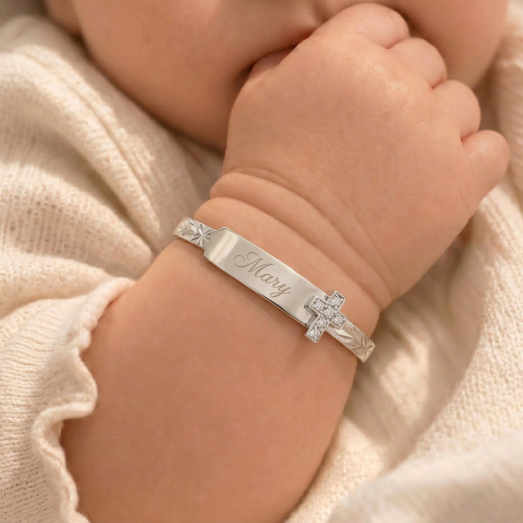 Baby ID Bangle with Cross Charm