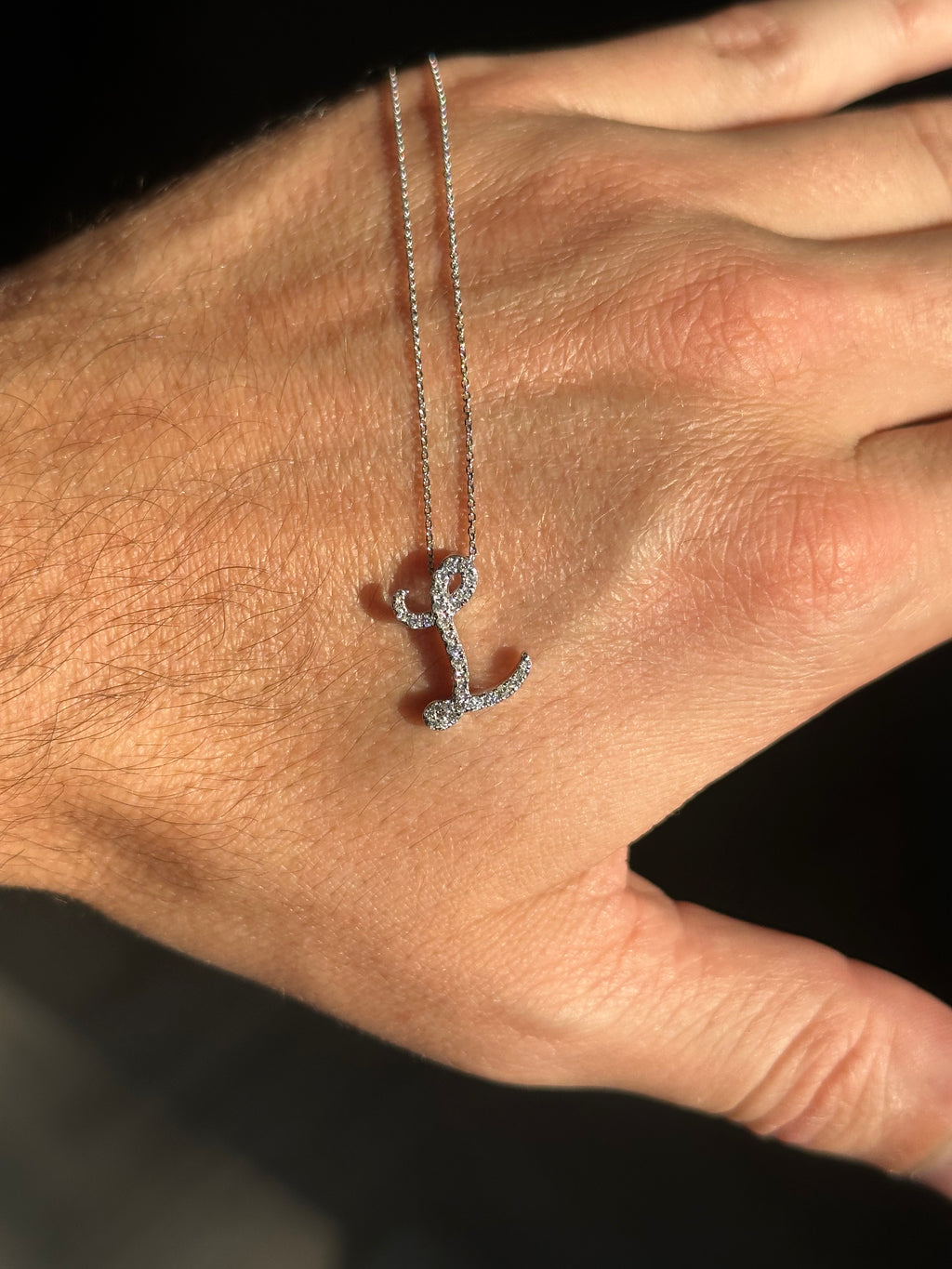 White Gold Diamond Initial Pendant
