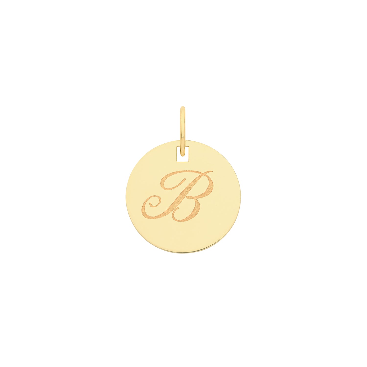 9k Yellow Gold Engraved Initial B Pendant Necklace